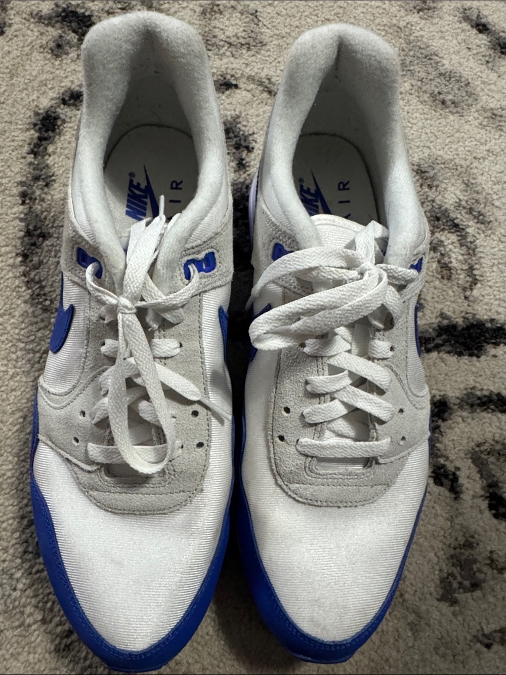 Nike White and Blue Men's Low-Top Sneakers